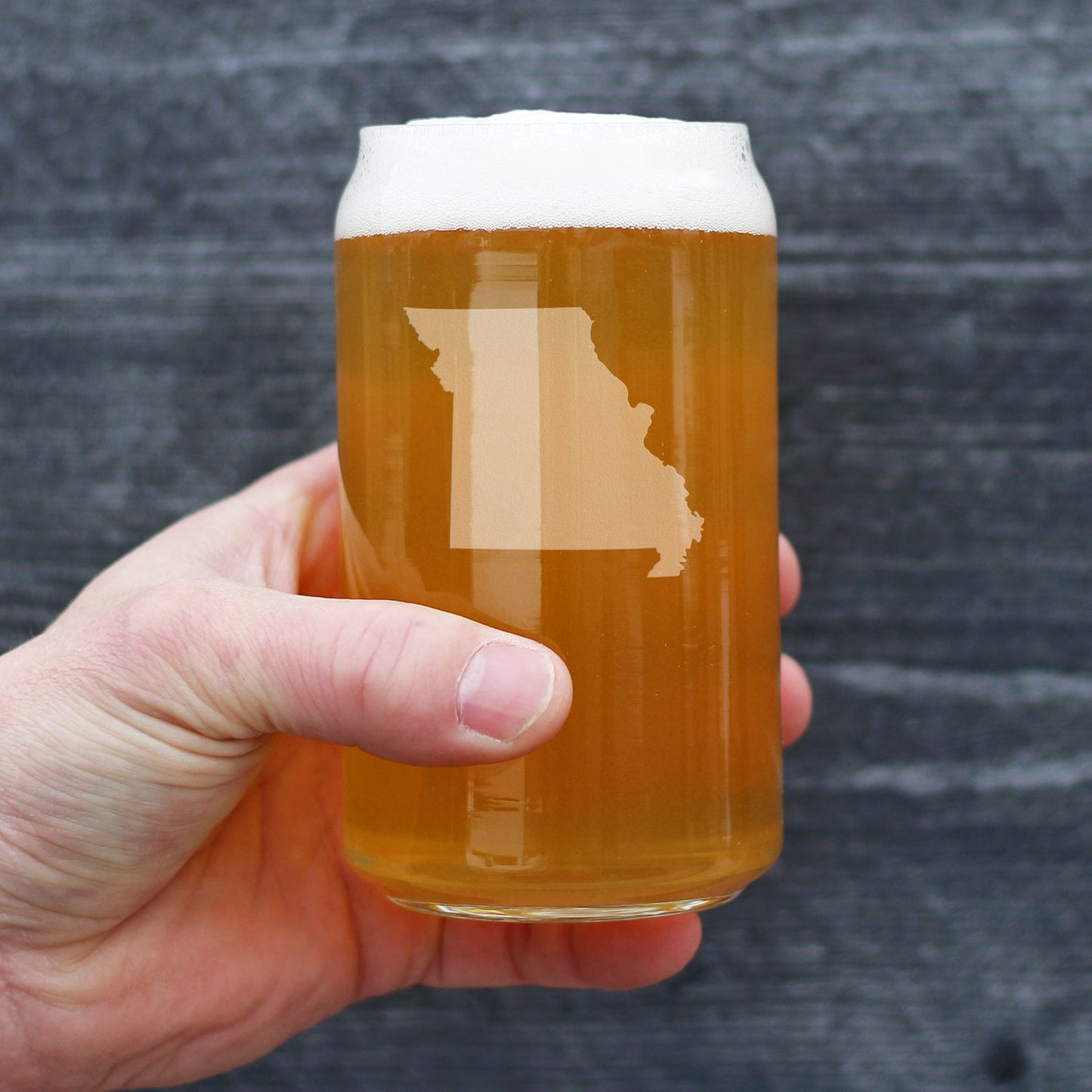 Missouri State Outline Beer Can Pint Glass - State Themed Drinking Decor and Gifts for Missourian Women & Men - 16 Oz Glasses