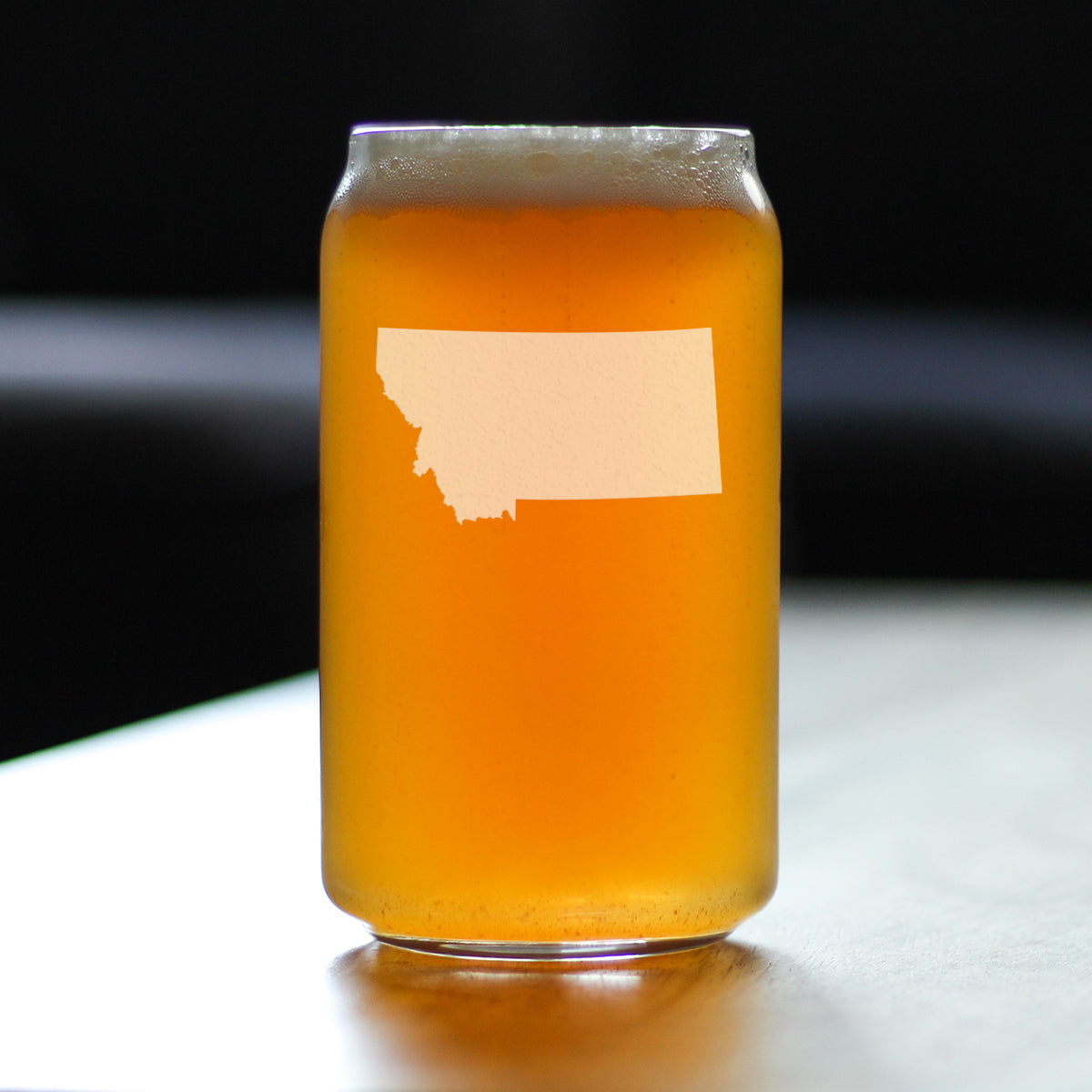 Montana State Outline Beer Can Pint Glass - State Themed Drinking Decor and Gifts for Montanan Women & Men - 16 Oz Glasses