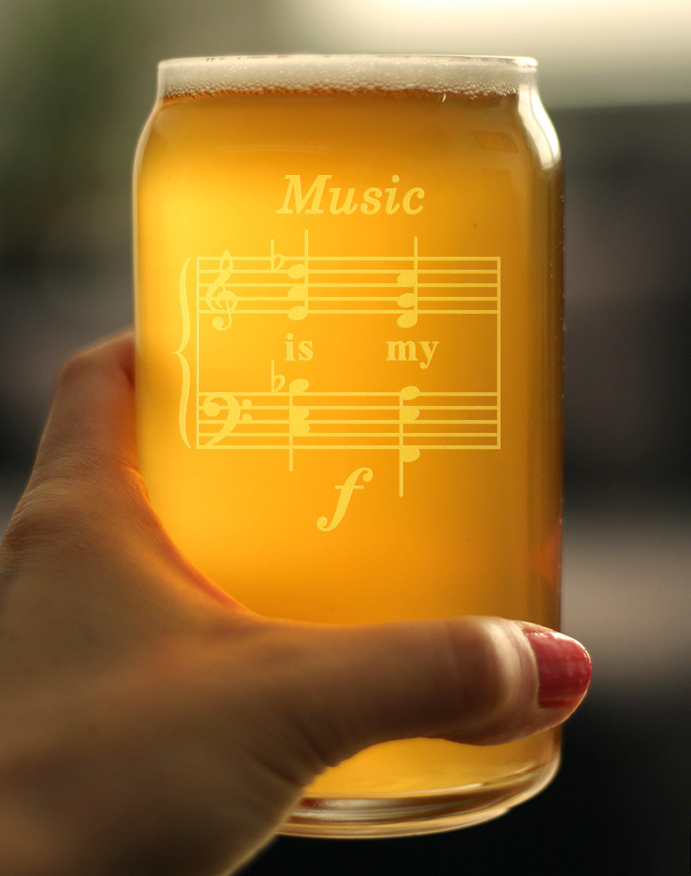 Music Is My Forte - Beer Can Pint Glass - Funny Musician Gifts and Musical Accessories - 16 oz Glasses