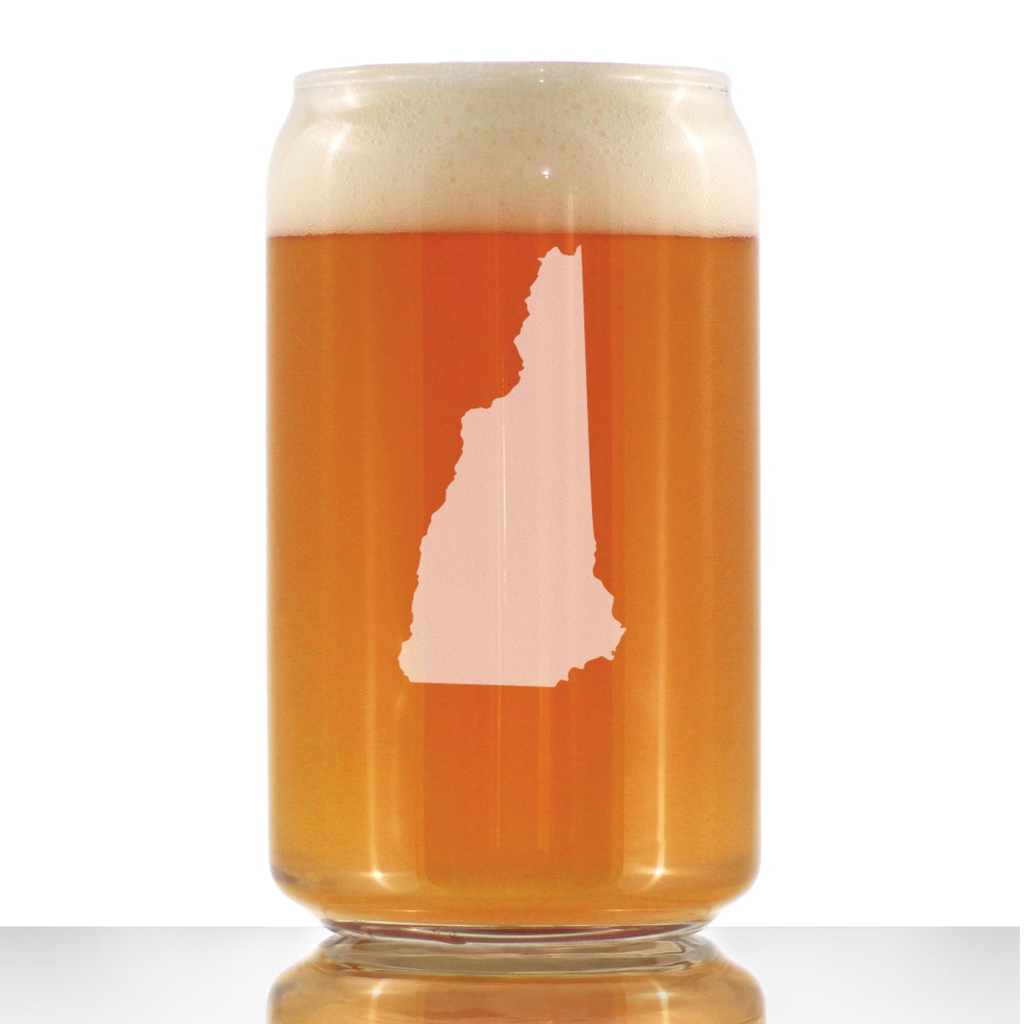 New Hampshire State Outline Beer Can Pint Glass - State Themed Drinking Decor and Gifts for New Hampshirite Women & Men - 16 Oz Glasses