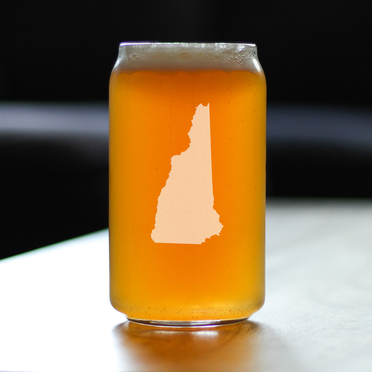 New Hampshire State Outline Beer Can Pint Glass - State Themed Drinking Decor and Gifts for New Hampshirite Women & Men - 16 Oz Glasses
