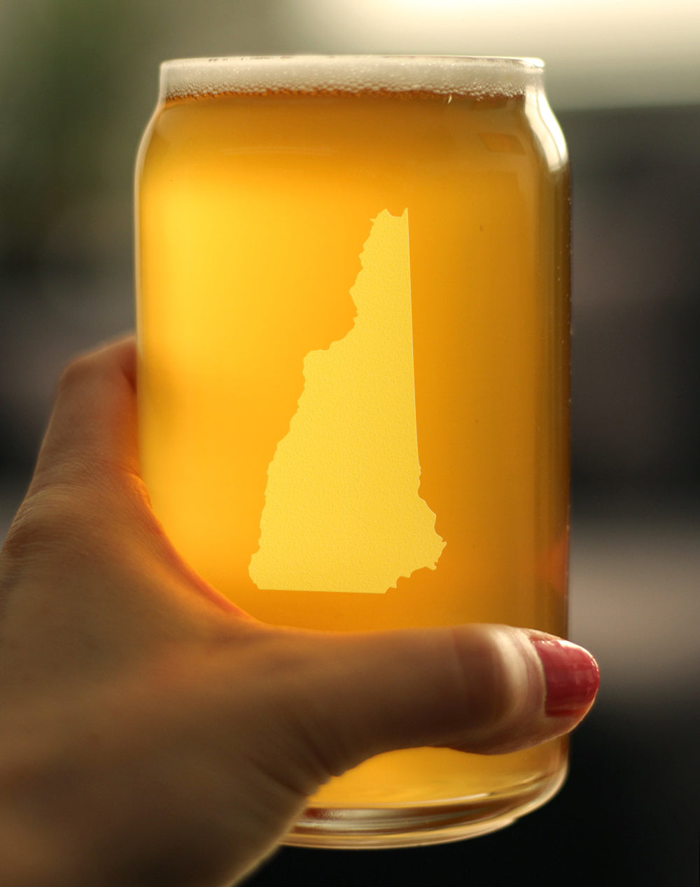 New Hampshire State Outline Beer Can Pint Glass - State Themed Drinking Decor and Gifts for New Hampshirite Women & Men - 16 Oz Glasses