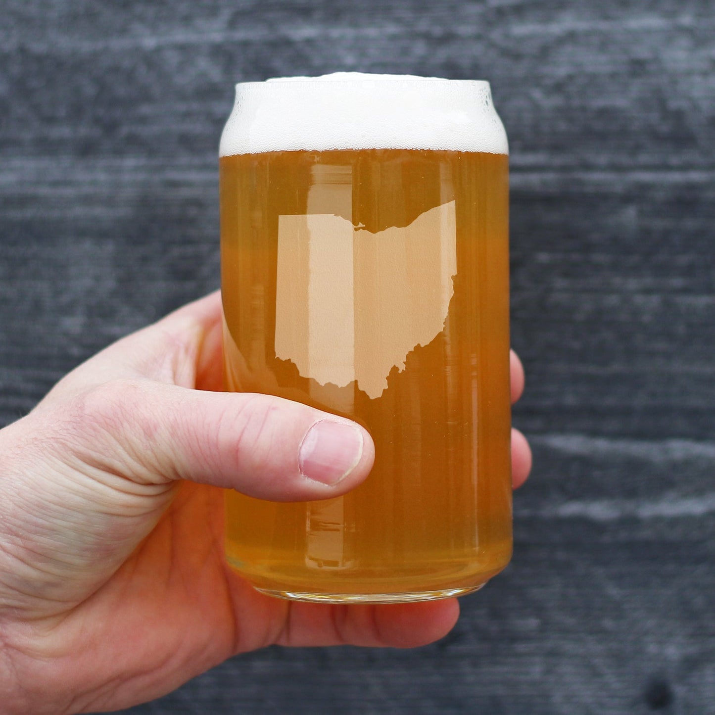 Ohio State Outline Beer Can Pint Glass - State Themed Drinking Decor and Gifts for Ohioan Women & Men - 16 Oz Glasses