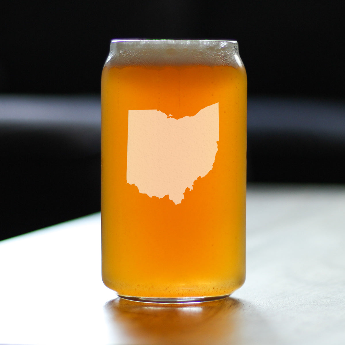 Ohio State Outline Beer Can Pint Glass - State Themed Drinking Decor and Gifts for Ohioan Women & Men - 16 Oz Glasses