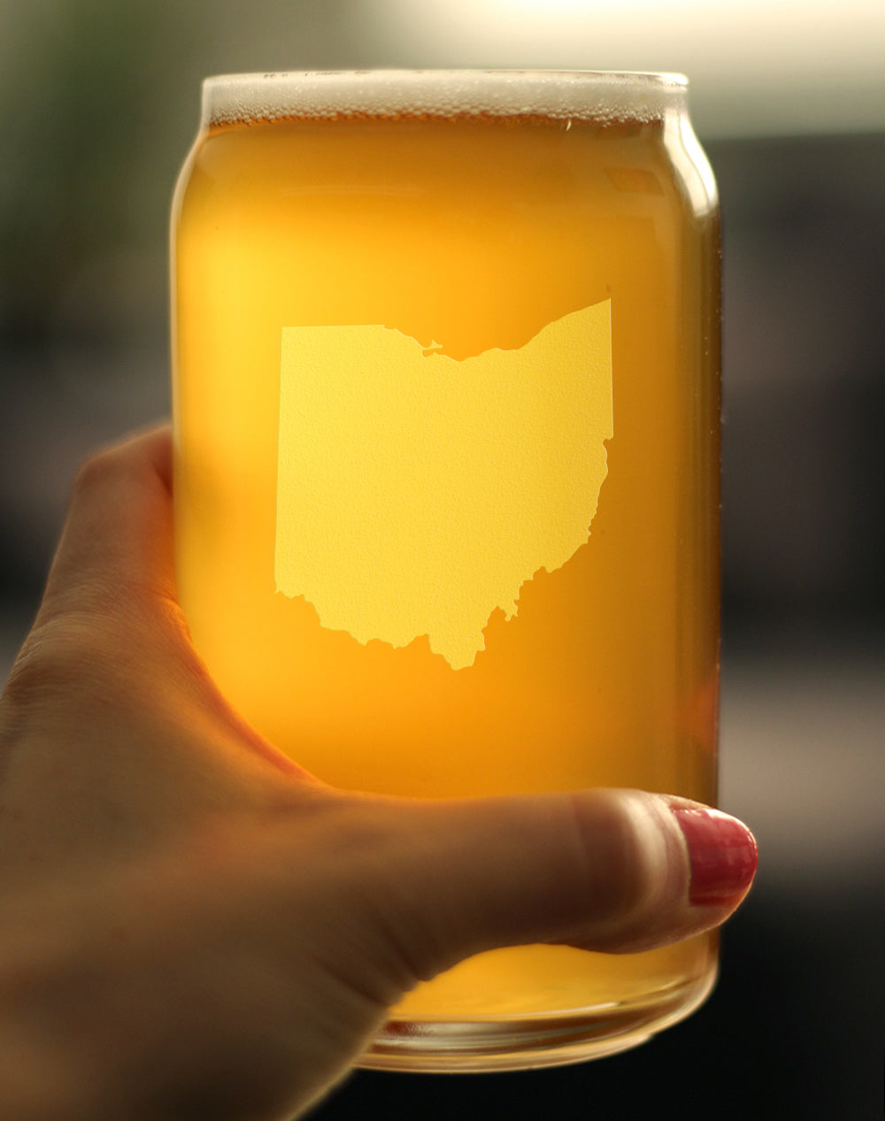 Ohio State Outline Beer Can Pint Glass - State Themed Drinking Decor and Gifts for Ohioan Women & Men - 16 Oz Glasses