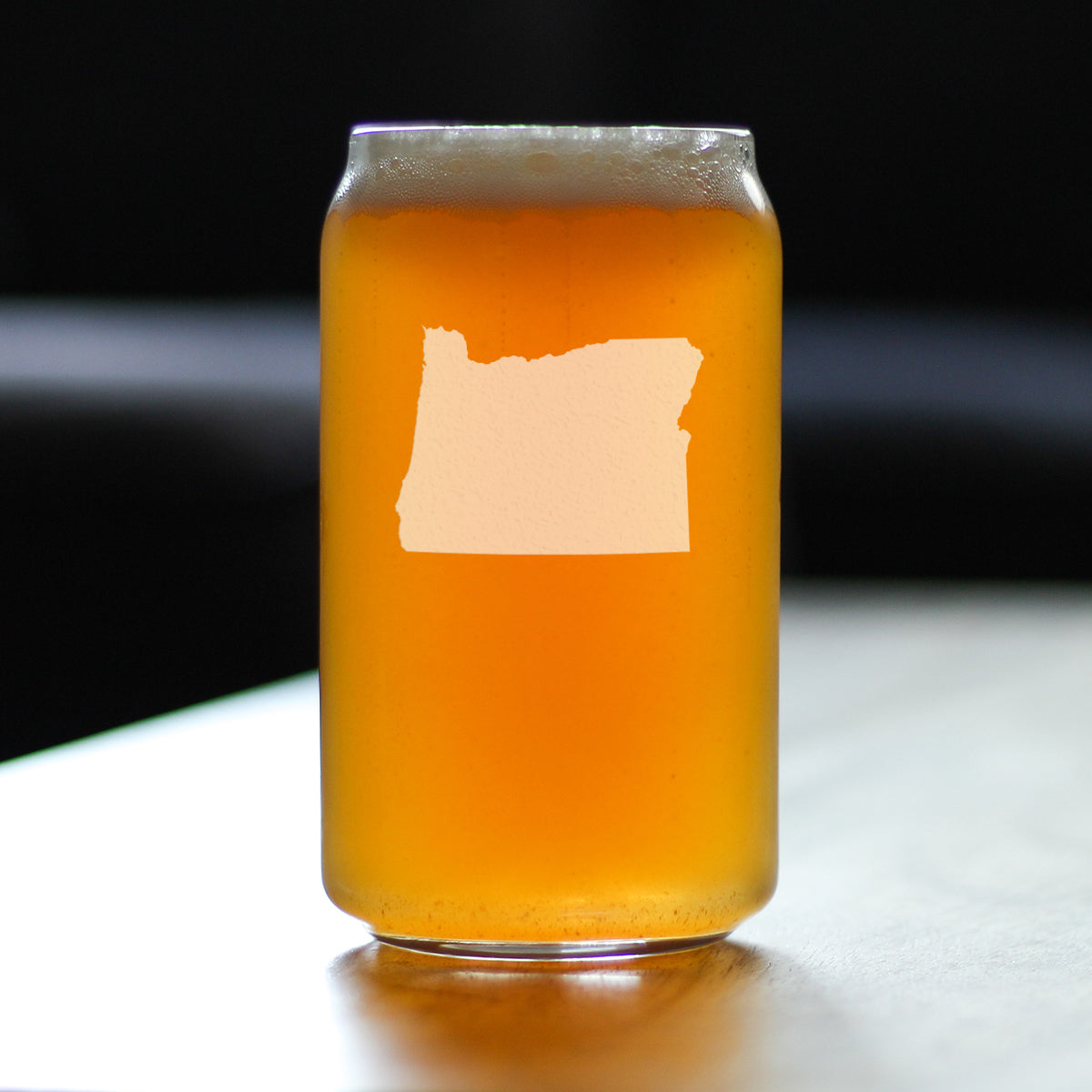 Oregon State Outline Beer Can Pint Glass - State Themed Drinking Decor and Gifts for Oregonian Women & Men - 16 Oz Glasses
