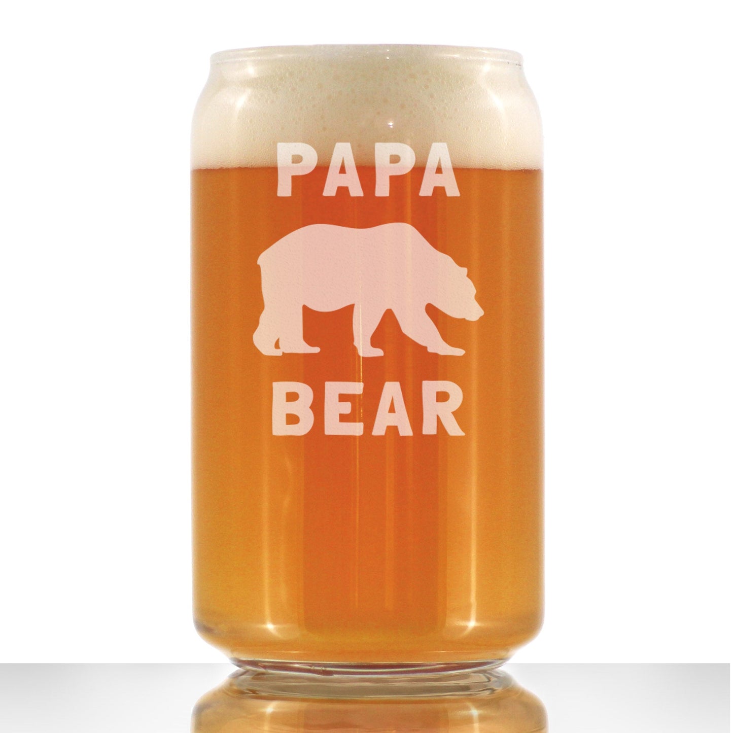 Papa Bear Beer Can Pint Glass - Cute Funny Dad Gift Ideas for Father's Day or Birthday - 16 Oz Glasses