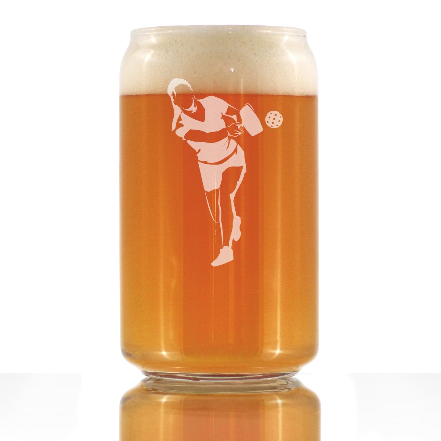 Pickleball Player Female - Beer Can Pint Glass - Funny Pickleball Themed Decor and Gifts - 16 oz Glasses