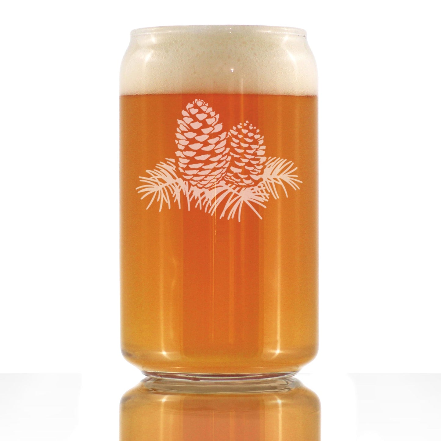Pine Cone Beer Can Pint Glass - Rustic Themed Pinecones Decor and Cabin Gifts for Women and Men - 16 Oz Glasses