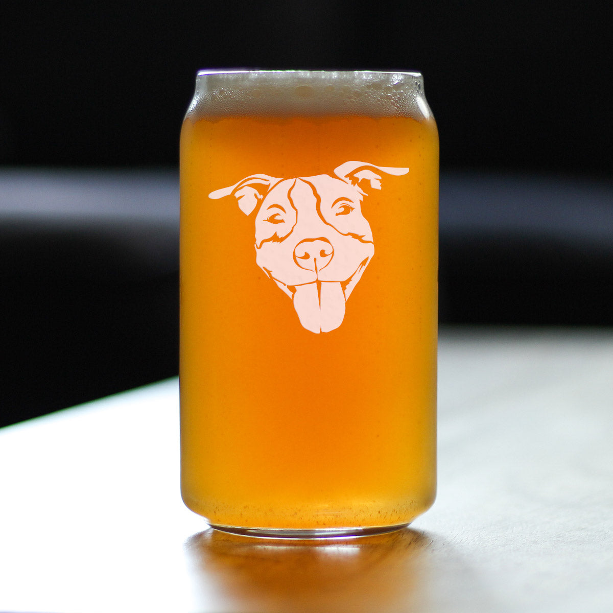 Happy Pitbull - Beer Can Pint Glass - Fun Unique Pitbull Themed Dog Gifts and Party Decor for Women and Men - 16 oz