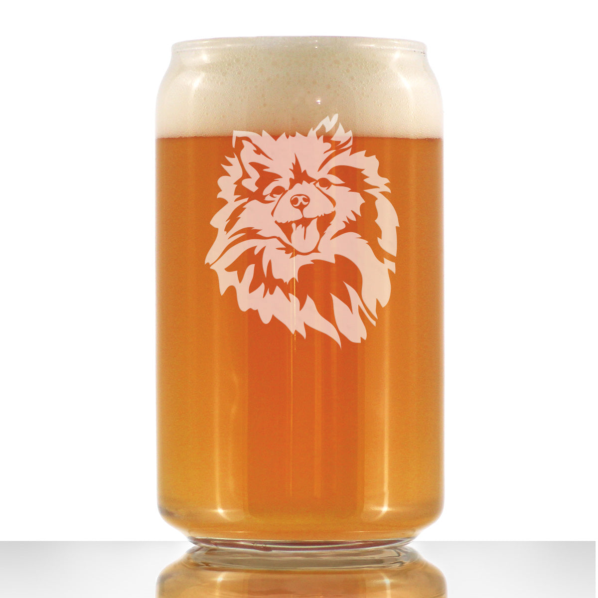 Pomeranian Face Beer Can Pint Glass - Unique Dog Themed Decor and Gifts for Moms & Dads of Pomeranians - 16 Oz