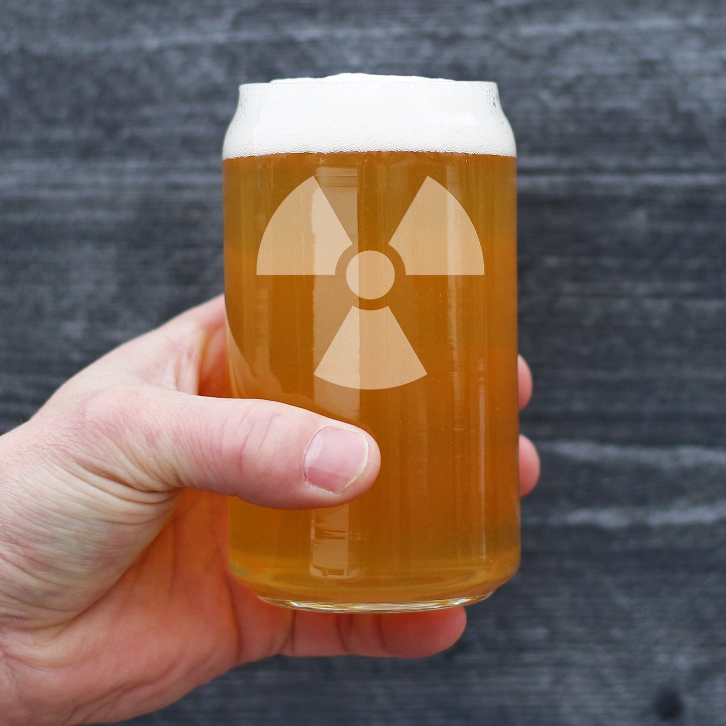 Radiation Symbol Beer Can Shaped Pint Glass - Unique Engraved Gifts for Medical Professionals, Nurses & Radiologists
