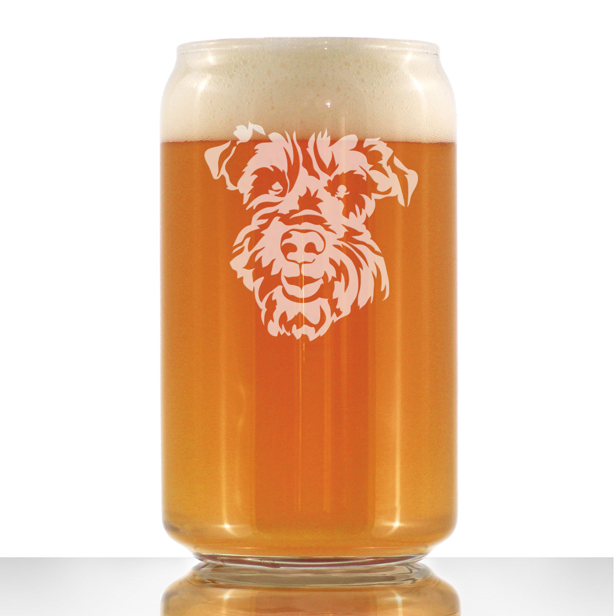 Schnauzer Face Beer Can Pint Glass - Unique Dog Themed Decor and Gifts for Moms & Dads of Schnauzers - 16 Oz
