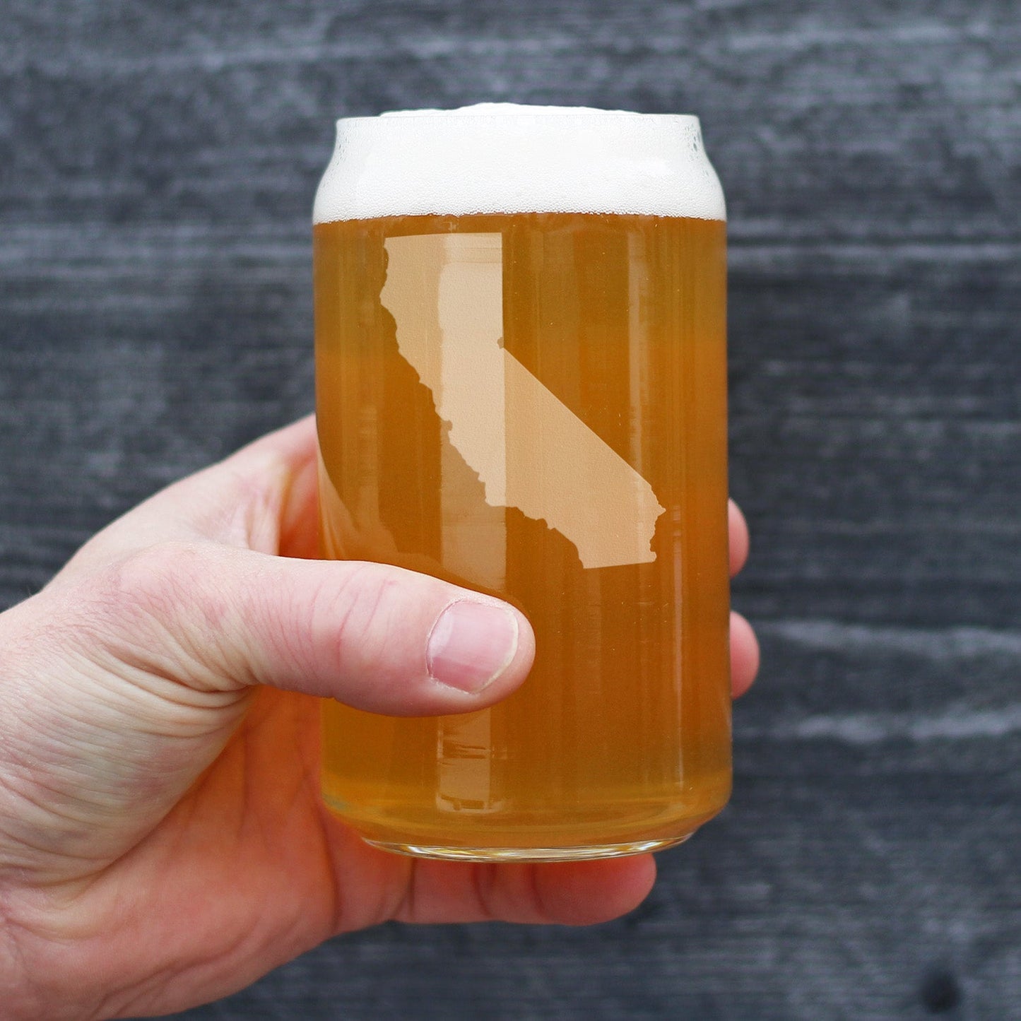California State Outline Beer Can Pint Glass - State Themed Drinking Decor and Gifts for Californian Women & Men - 16 Oz Glasses