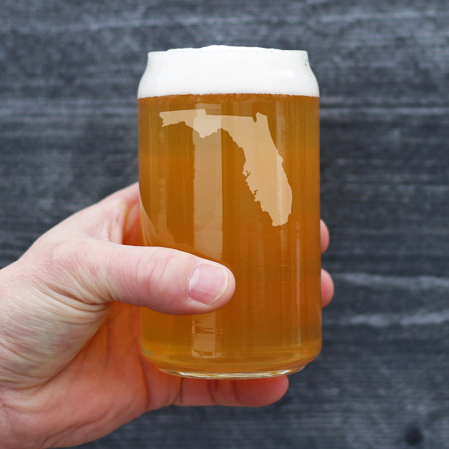 Florida State Outline Beer Can Pint Glass - State Themed Drinking Decor and Gifts for Floridian Women & Men - 16 Oz Glasses