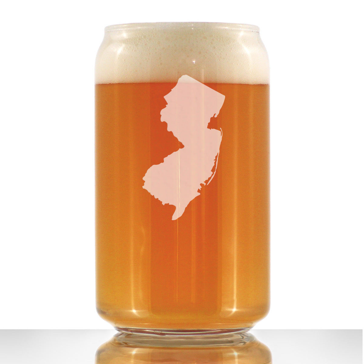 New Jersey State Outline Beer Can Pint Glass - State Themed Drinking Decor and Gifts for New Jerseyan Women & Men - 16 Oz Glasses