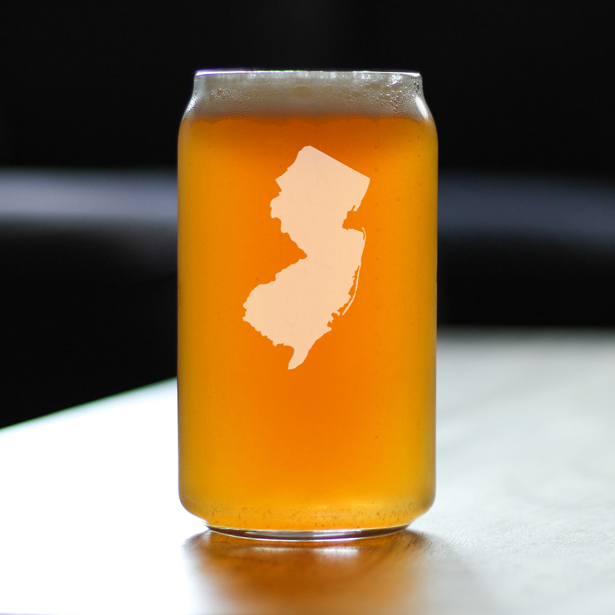 New Jersey State Outline Beer Can Pint Glass - State Themed Drinking Decor and Gifts for New Jerseyan Women & Men - 16 Oz Glasses