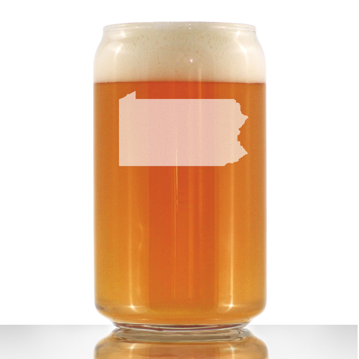 Pennsylvania State Outline Beer Can Pint Glass - State Themed Drinking Decor and Gifts for Pennsylvanian Women & Men - 16 Oz Glasses