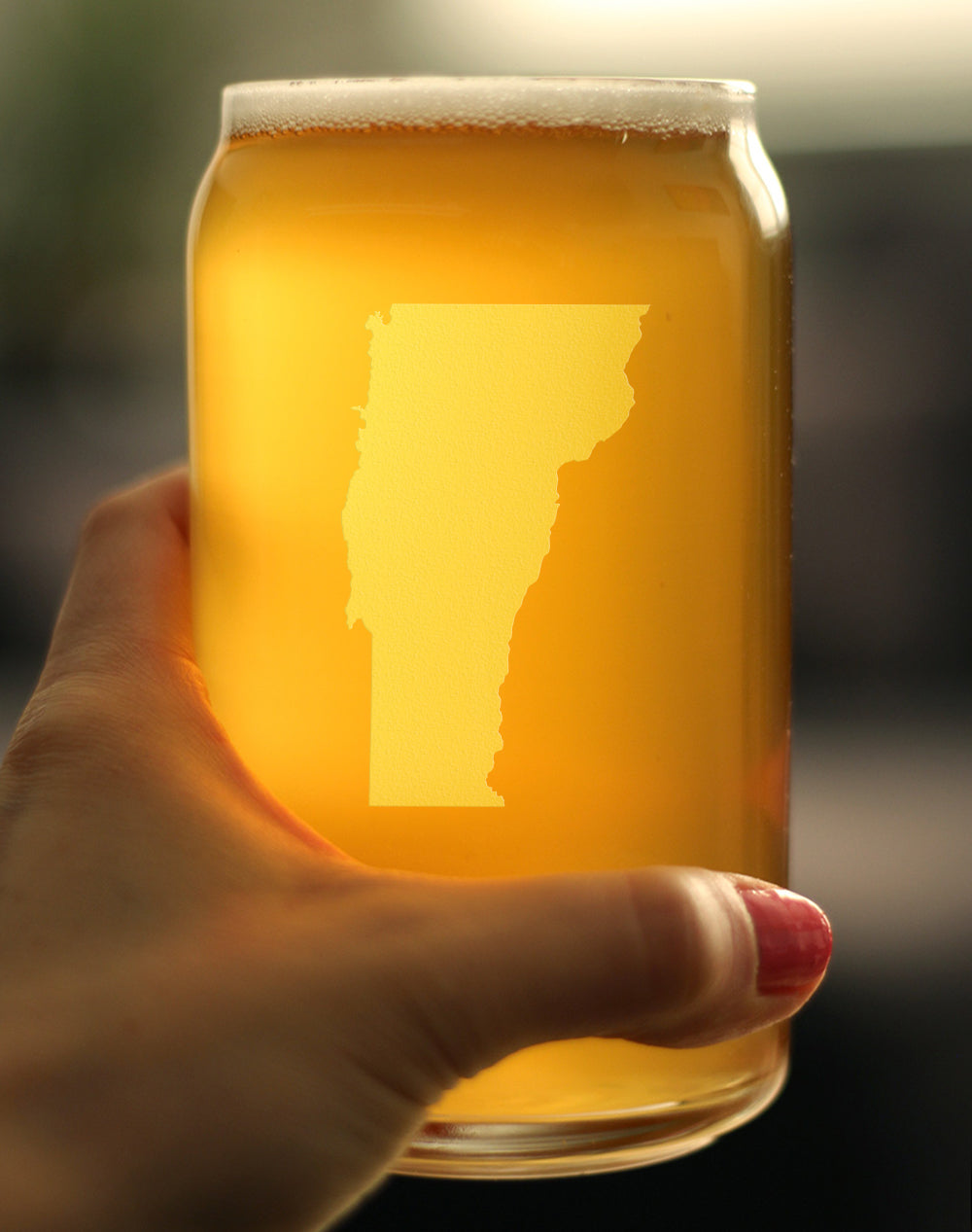 Vermont State Outline Beer Can Pint Glass - State Themed Drinking Decor and Gifts for Vermonter Women & Men - 16 Oz Glasses