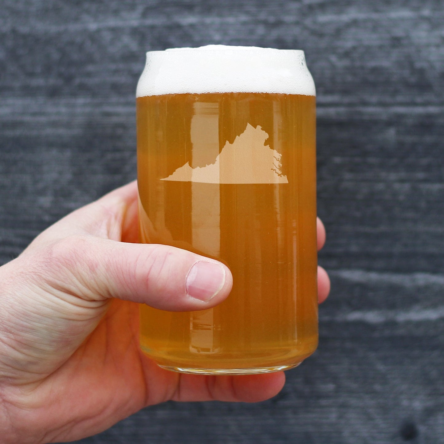 Virginia State Outline Beer Can Pint Glass - State Themed Drinking Decor and Gifts for Virginian Women & Men - 16 Oz Glasses