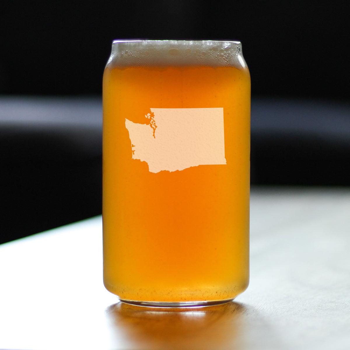 Washington State Outline Beer Can Pint Glass - State Themed Drinking Decor and Gifts for Washingtonian Women & Men - 16 Oz Glasses