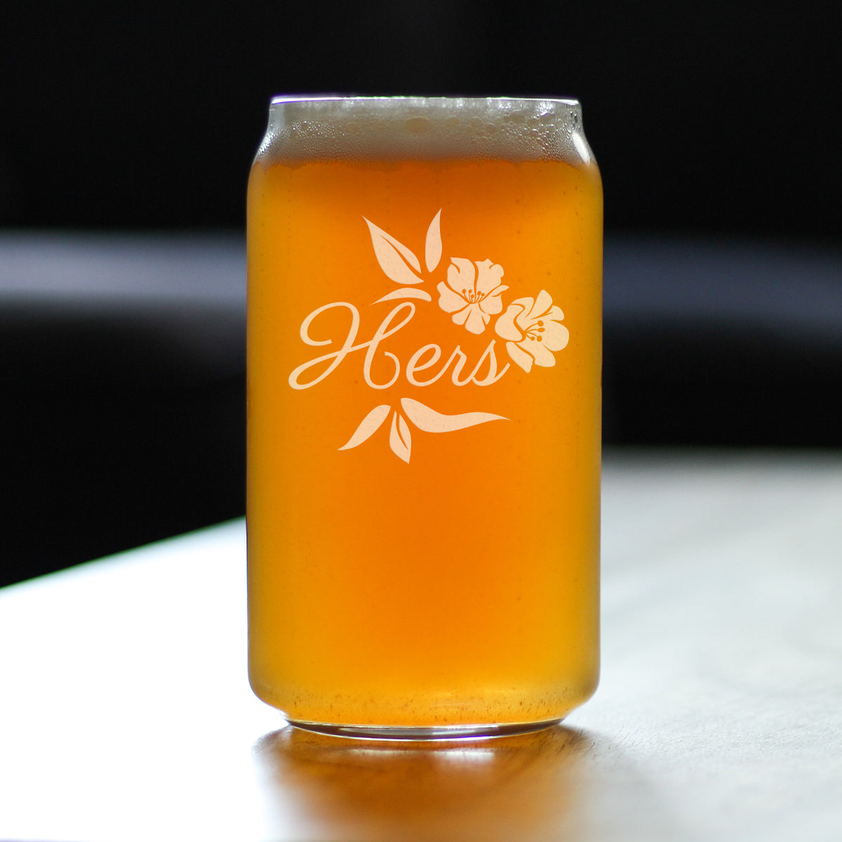 Hers Beer Can Pint Glass - Unique Wedding Gift for Bride - Cute Engraved Wedding Cup Gift
