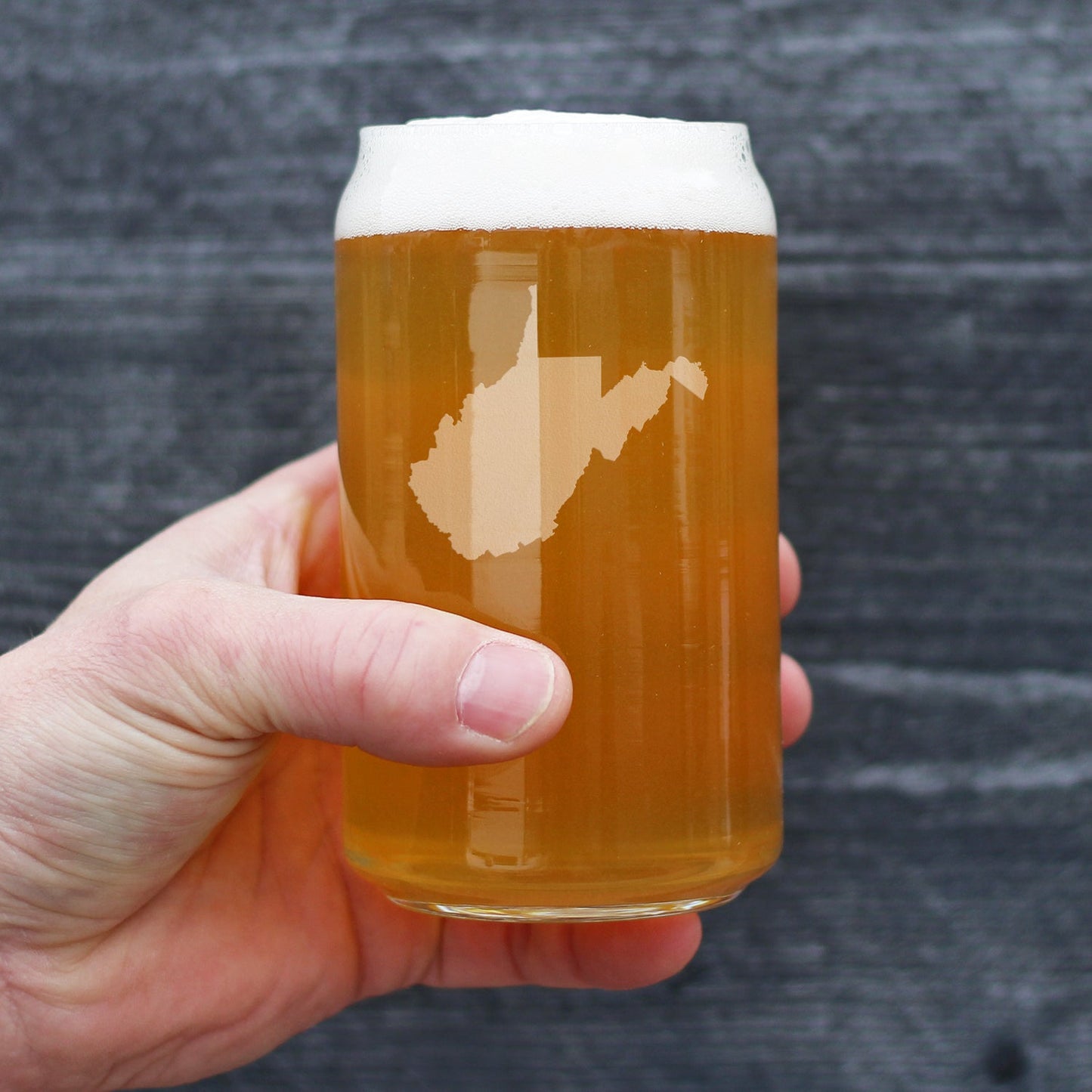 West Virginia State Outline Beer Can Pint Glass - State Themed Drinking Decor and Gifts for West Virginian Women & Men - 16 Oz Glasses