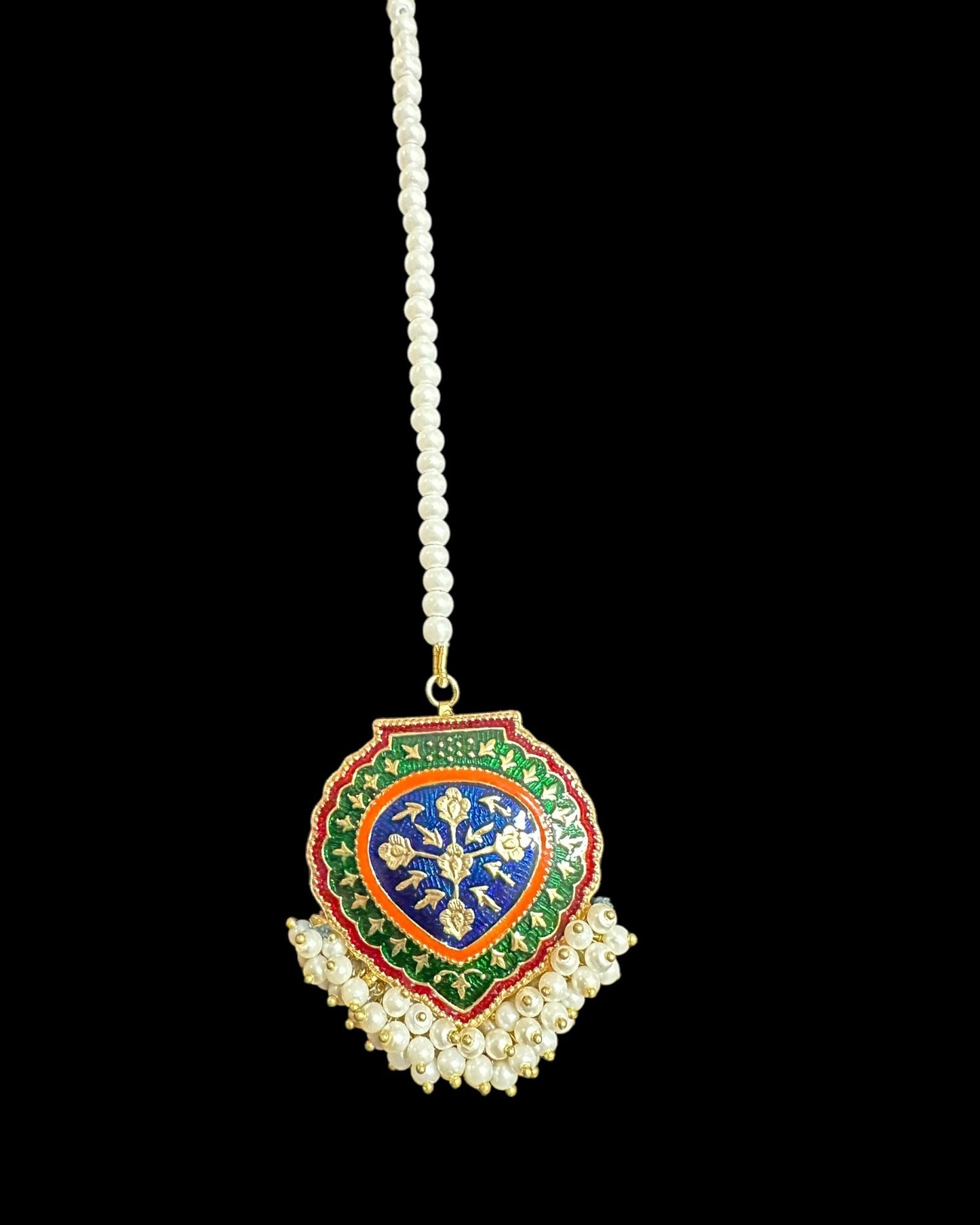 Ulfat meenakari earrings teeka set (READY TO SHIP )