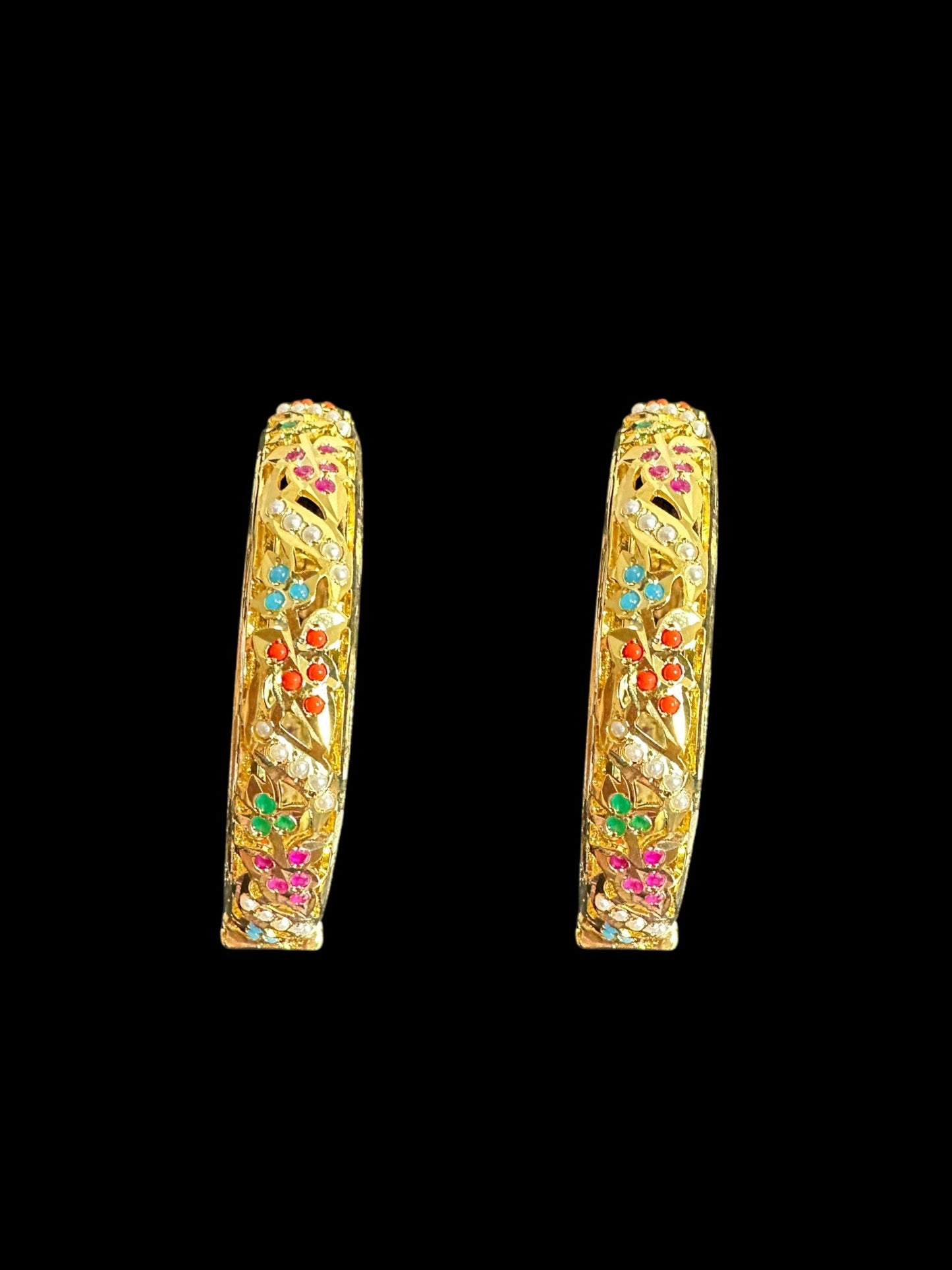 B310 Jadau bangles ( Navratan ) ( READY TO SHIP)