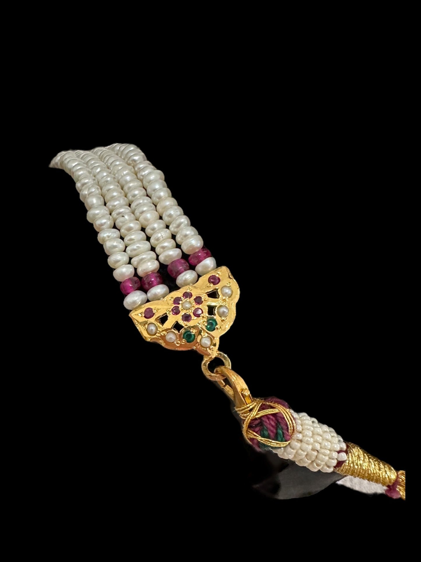 Gold plated silver Rani haar in ruby emerald ( READY TO SHIP)