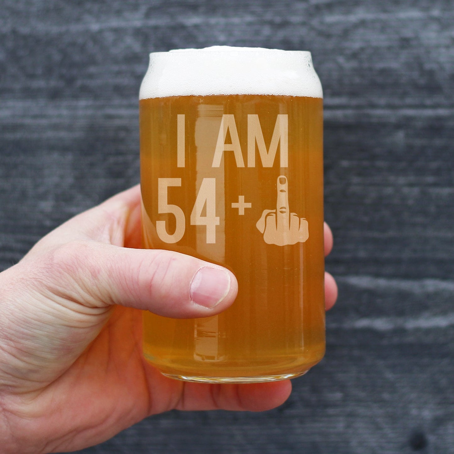 54 + 1 Middle Finger - 16 Ounce Beer Can Pint Glass