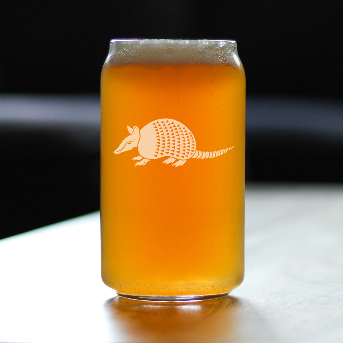 Armadillo Engraved Beer Can Glass Texas Gifts and Souvenirs Beer Can Shaped Pint Glass - 16oz