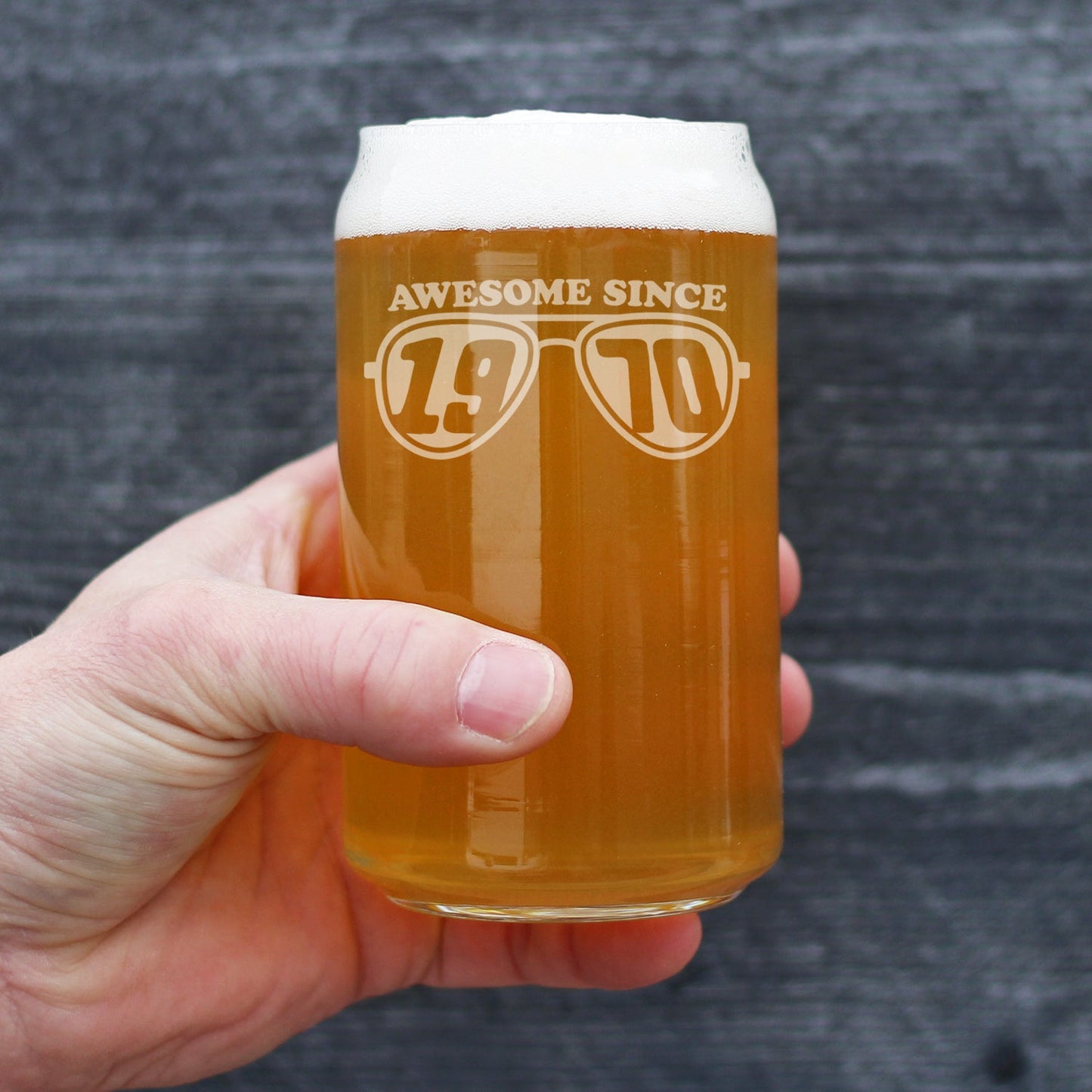 Awesome Since 1970 Engraved Beer Can Glass Gifts 55th Birthday Gift Ideas Beer Can Shaped Pint Glass - 16oz