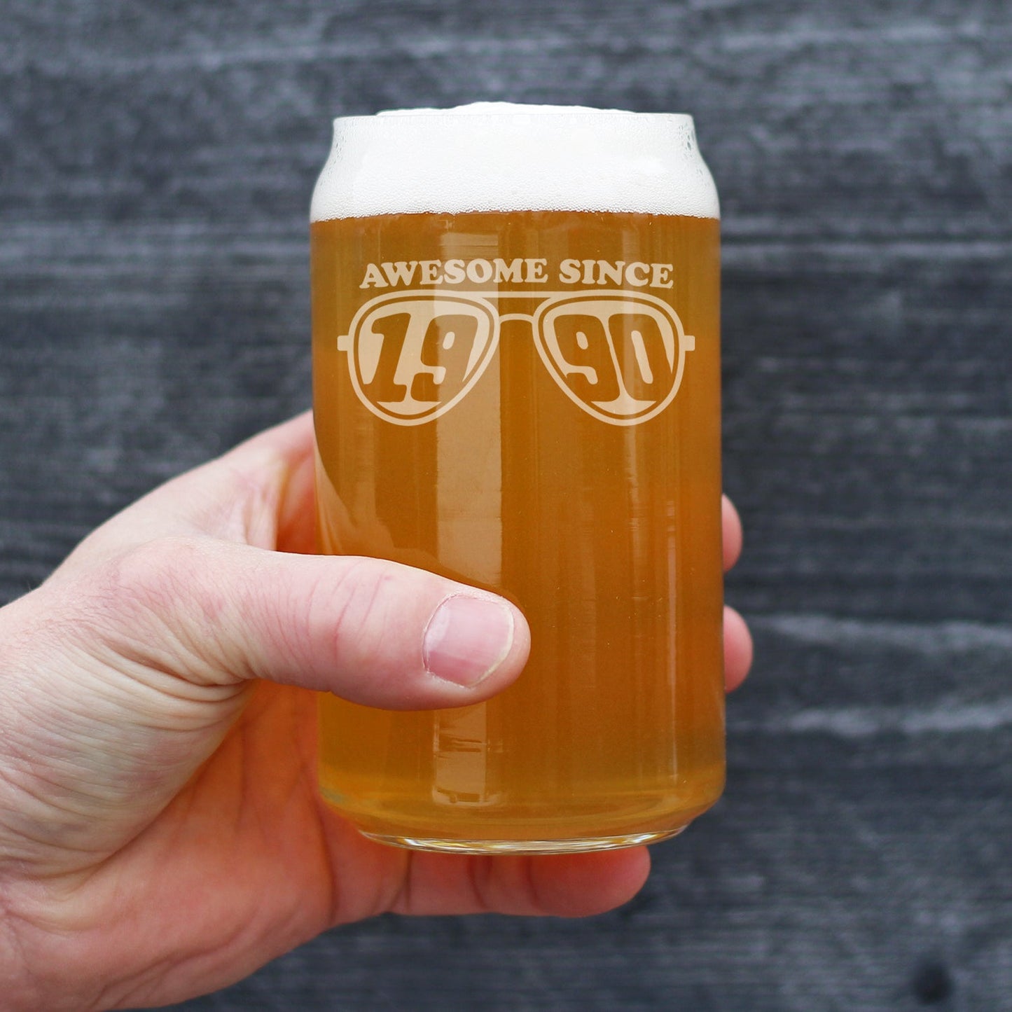 Awesome Since 1990 Engraved Beer Can Glass Gifts 35th Birthday Gift Ideas Beer Can Shaped Pint Glass - 16oz