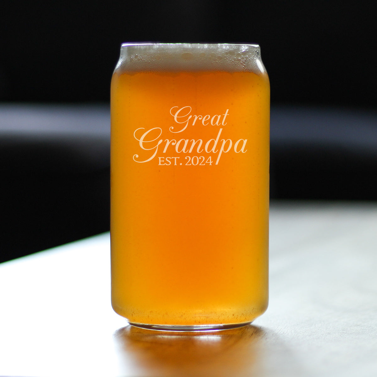 Great Grandpa Est 2024 - New Great Grandfather Beer Can Pint Glass Gift for First Time Great Grandparents - Decorative 16 Oz Glasses