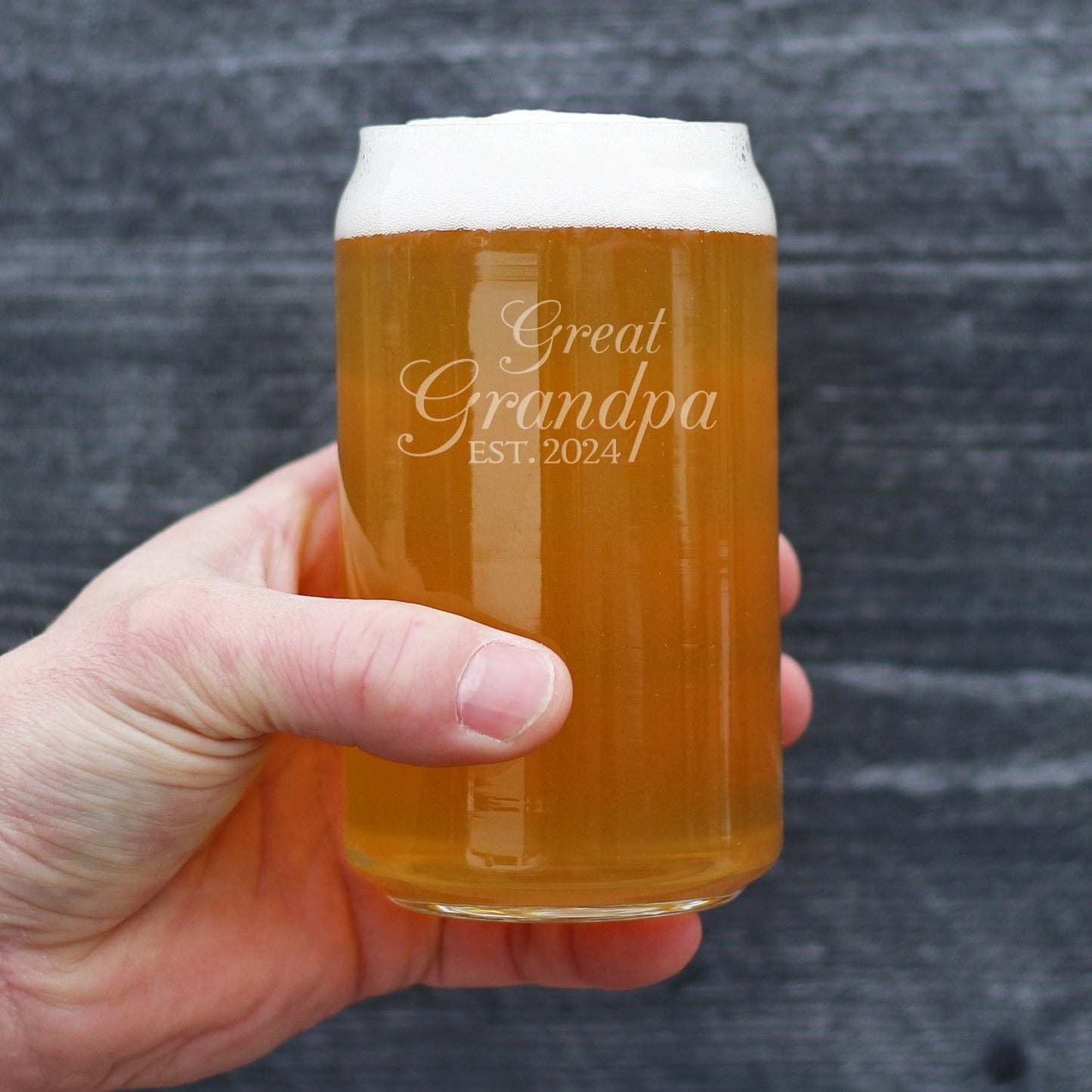 Great Grandpa Est 2024 - New Great Grandfather Beer Can Pint Glass Gift for First Time Great Grandparents - Decorative 16 Oz Glasses