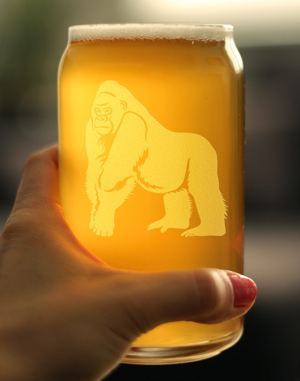 Gorilla Beer Can Pint Glass - Fun Wild Animal Themed Decor and Gifts for Lovers of Apes and Monkeys - 16 Oz Glasses