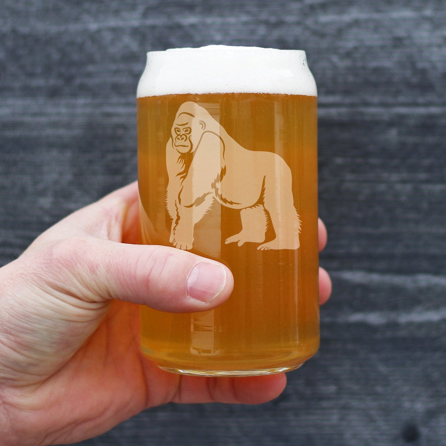 Gorilla Beer Can Pint Glass - Fun Wild Animal Themed Decor and Gifts for Lovers of Apes and Monkeys - 16 Oz Glasses
