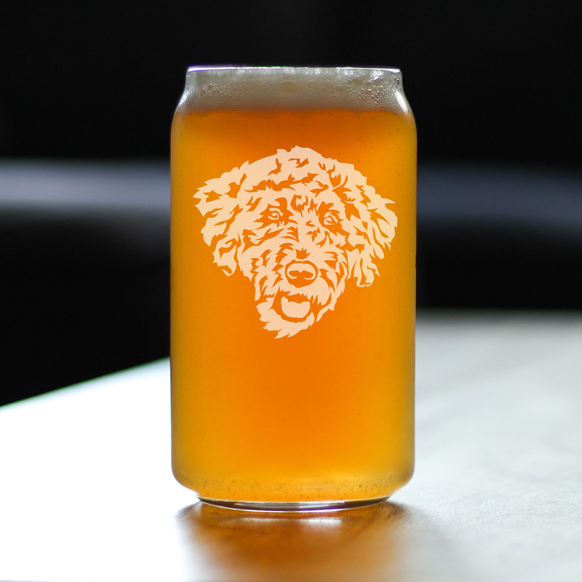 Labradoodle Face - Beer Can Pint Glass - Labradoodle Gifts for Dog Lovers Women & Men - 16 oz Glasses