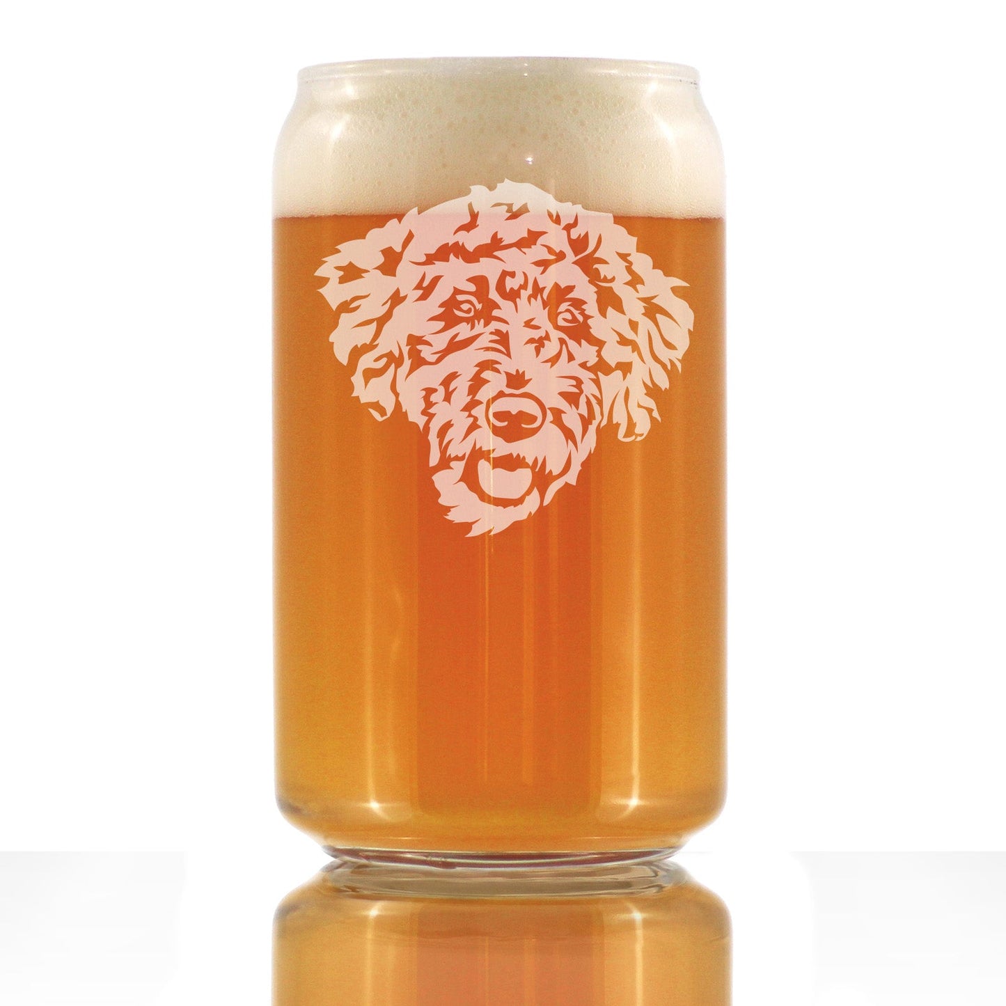 Labradoodle Face - Beer Can Pint Glass - Labradoodle Gifts for Dog Lovers Women & Men - 16 oz Glasses