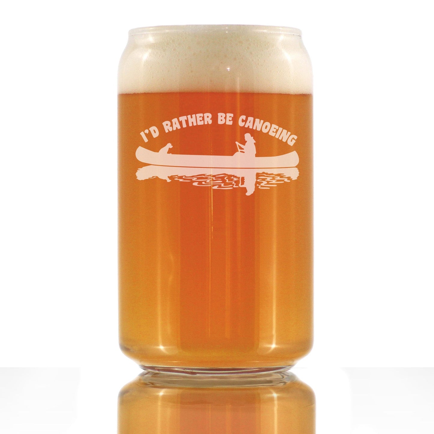 Rather Be Canoeing - Beer Can Pint Glass - Rustic Canoe Decor for Cabin - 16 oz Glasses