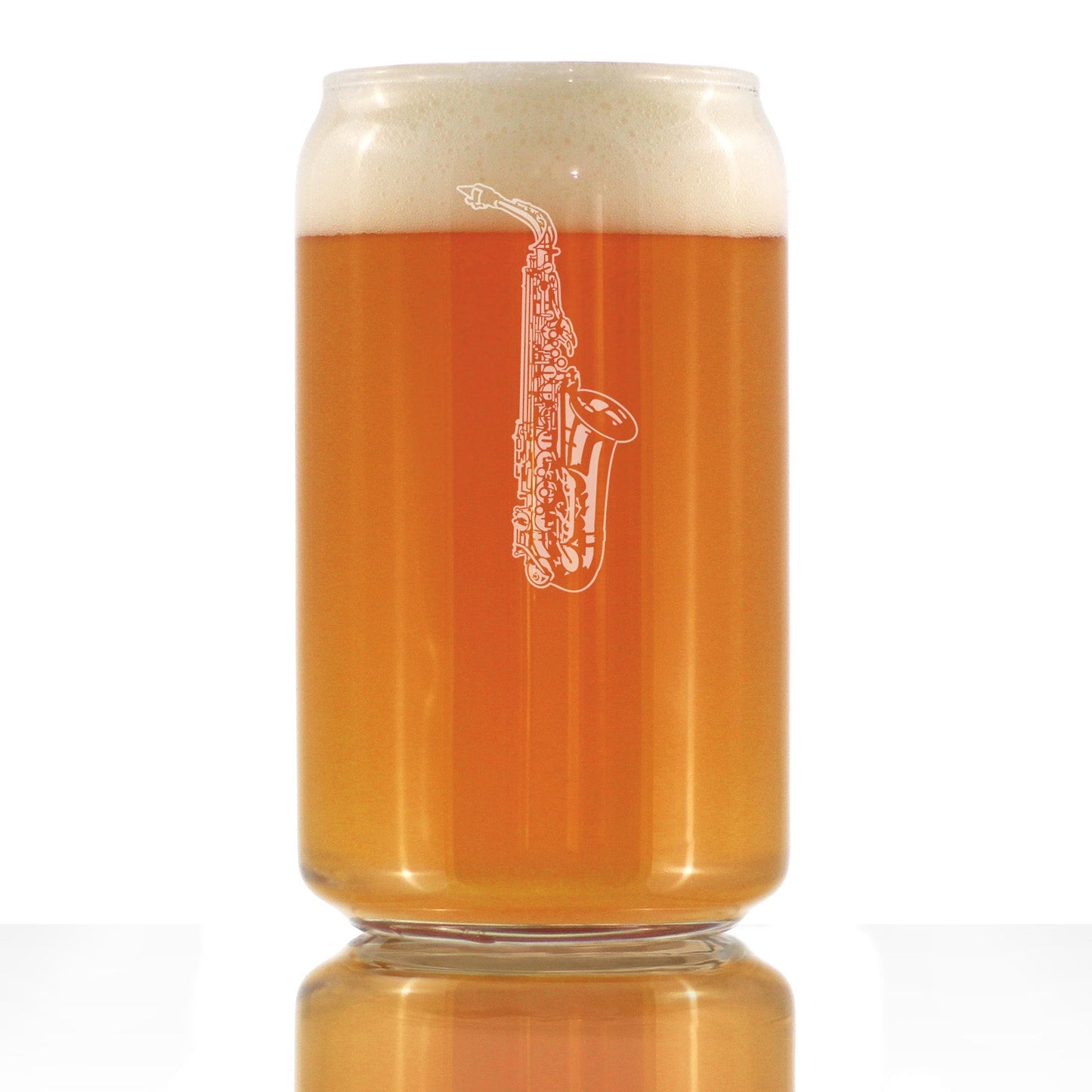 Saxophone Engraved Beer Can Glass Gifts for Musicians Beer Can Shaped Pint Glass - 16oz