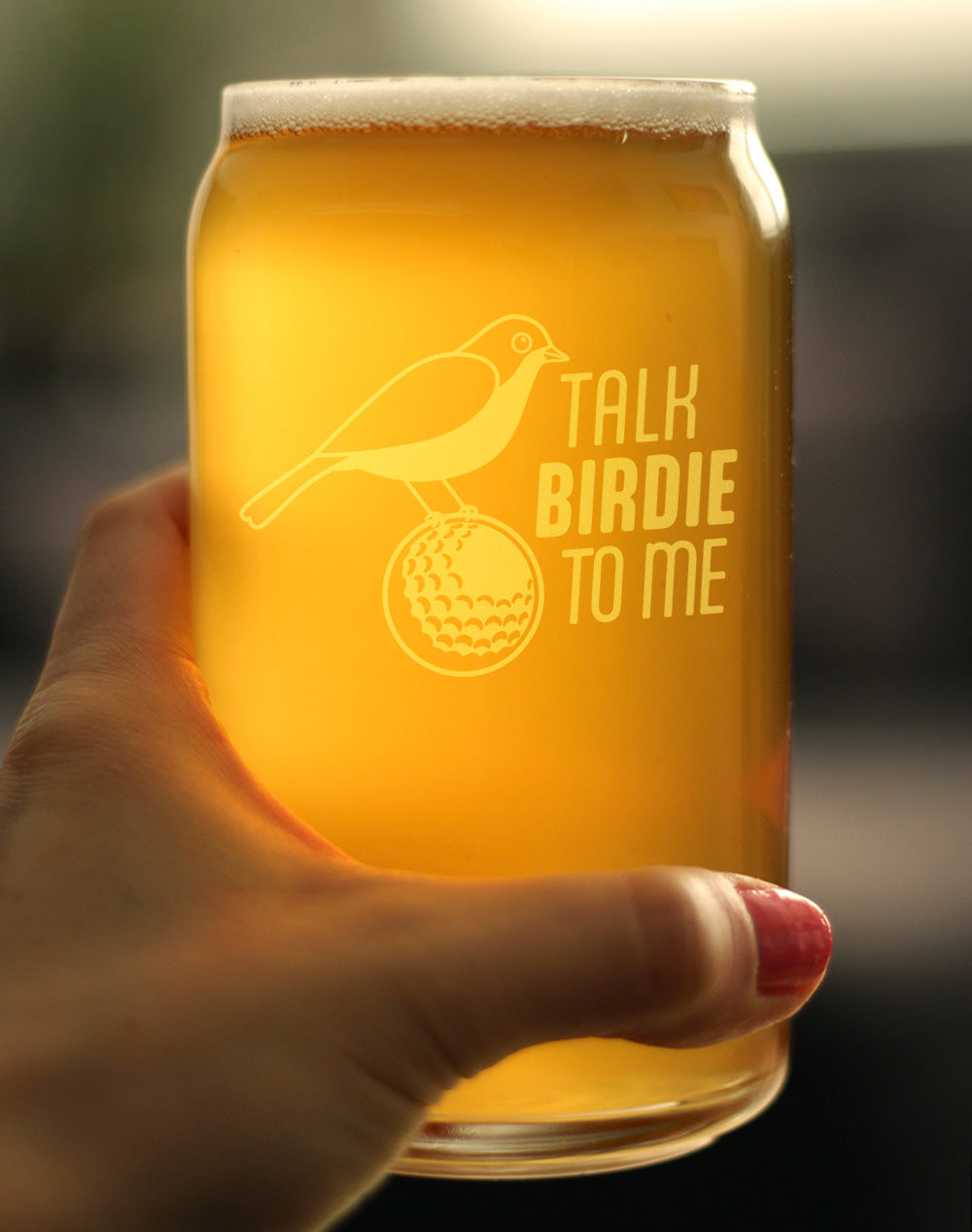 Funny Golf Gifts Engraved Beer Can Glass Gifts Talk Birdie to Me Beer Can Shaped Pint Glass - 16oz