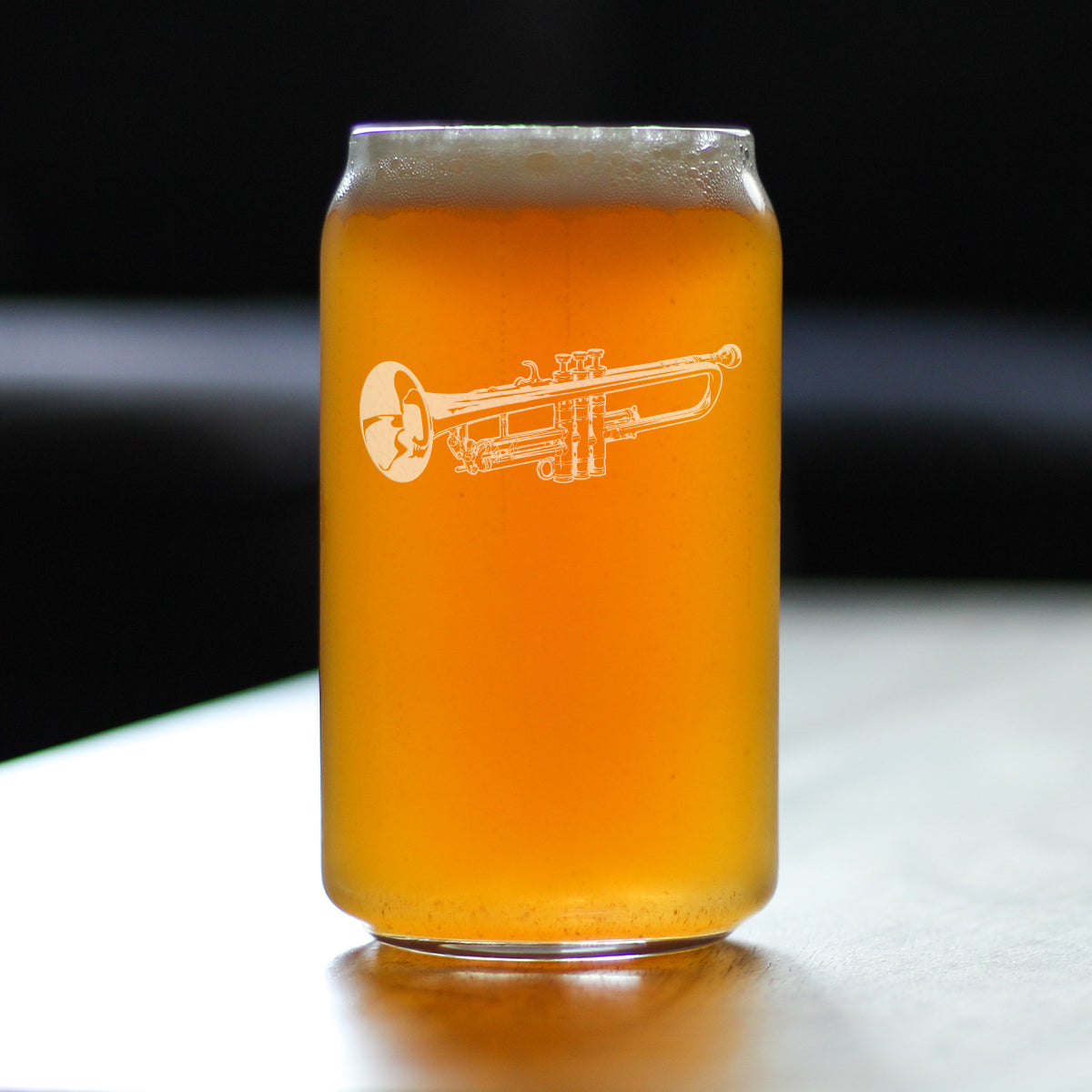 Trumpet Beer Can Pint Glass - Music Gifts for Trumpet Players, Teachers and Musical Accessories for Musicians that Play Trumpets - 16 Oz Glasses