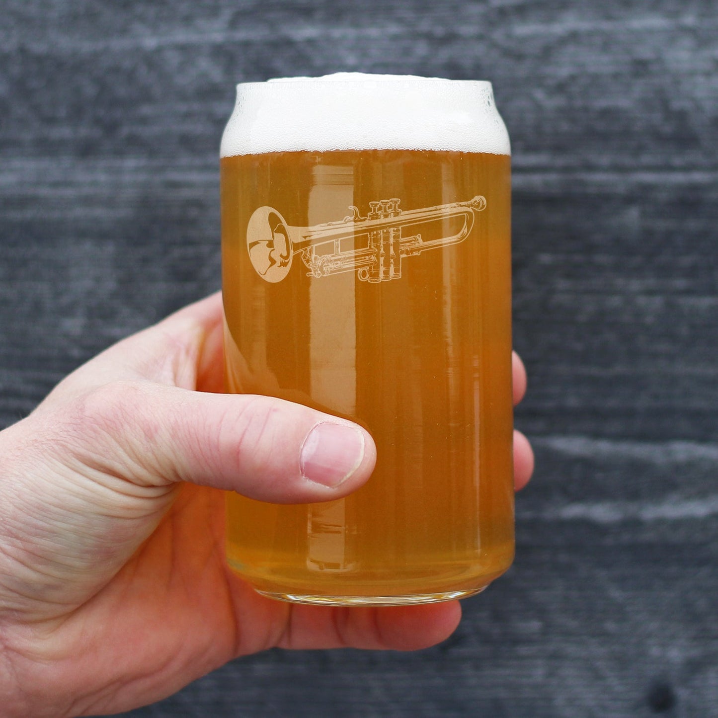Trumpet Beer Can Pint Glass - Music Gifts for Trumpet Players, Teachers and Musical Accessories for Musicians that Play Trumpets - 16 Oz Glasses