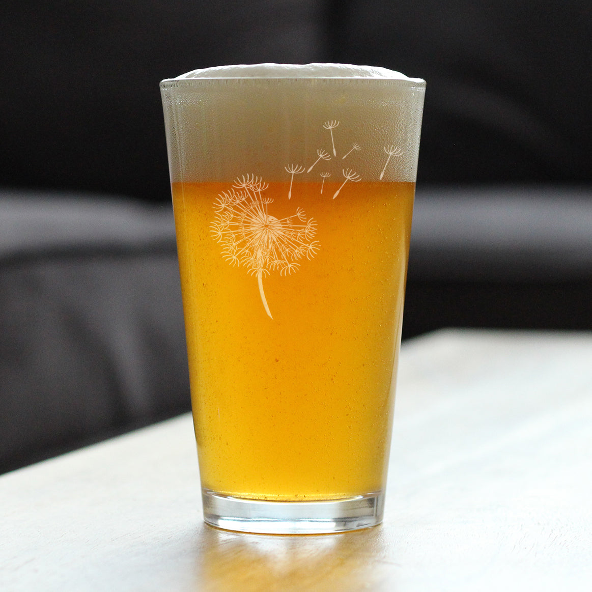 Dandelion Pint Glass for Beer - Friendship Gifts and Dandelion Flowers Decor for New Beginnings - 16 Oz Glasses