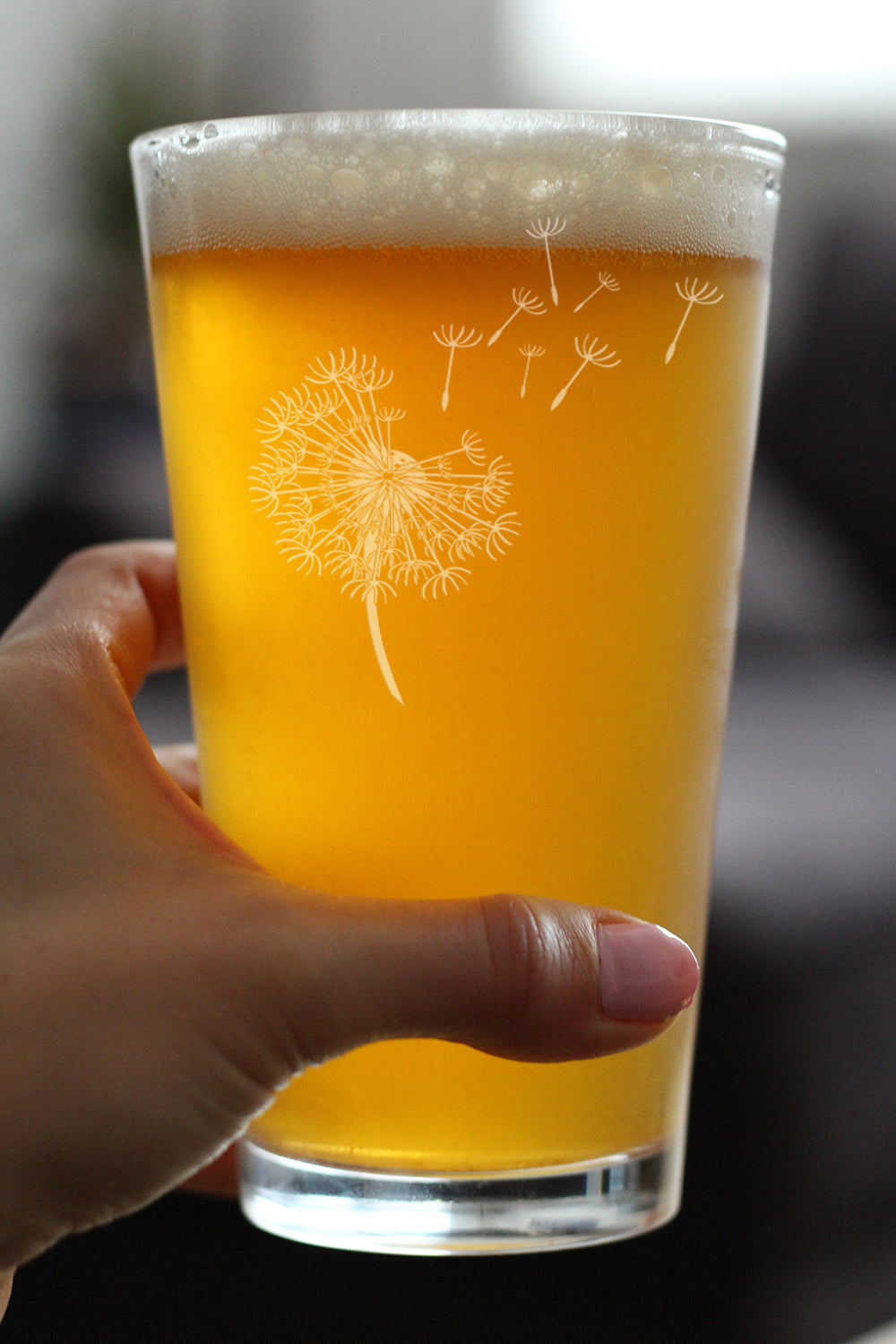 Dandelion Pint Glass for Beer - Friendship Gifts and Dandelion Flowers Decor for New Beginnings - 16 Oz Glasses
