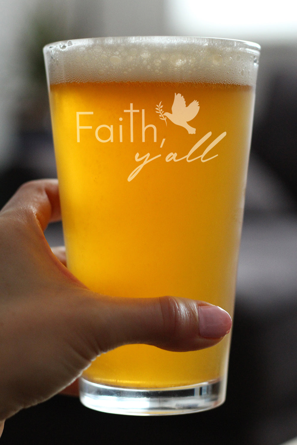 Faith Y'all Engraved Pint Glass Gifts Christianity Gifts for Christians High Quality Pint Glasses for Beer - 16oz