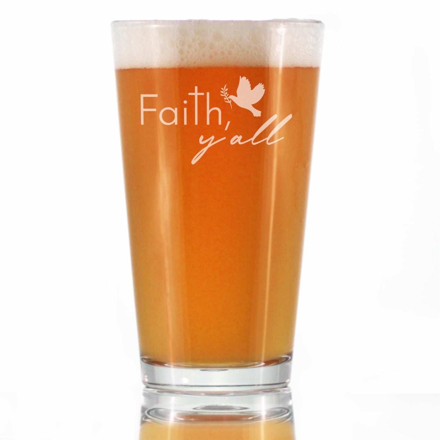 Faith Y'all Engraved Pint Glass Gifts Christianity Gifts for Christians High Quality Pint Glasses for Beer - 16oz