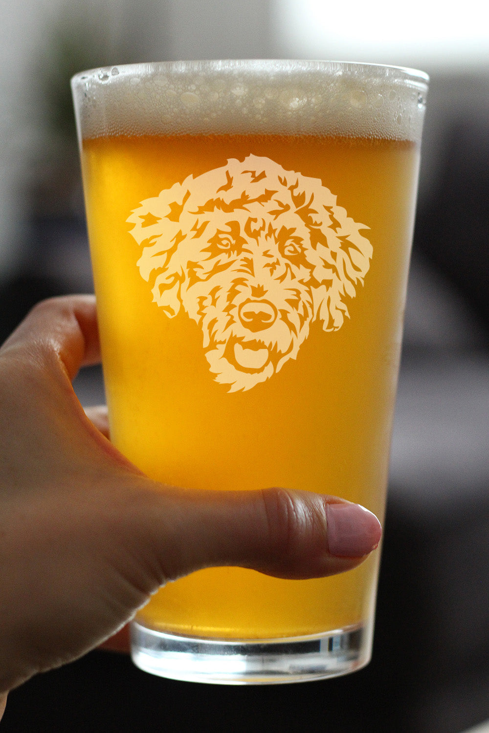Labradoodle Face - Pint Glass for Beer - Labradoodle Gifts for Dog Lovers Women & Men - 16 oz Glasses